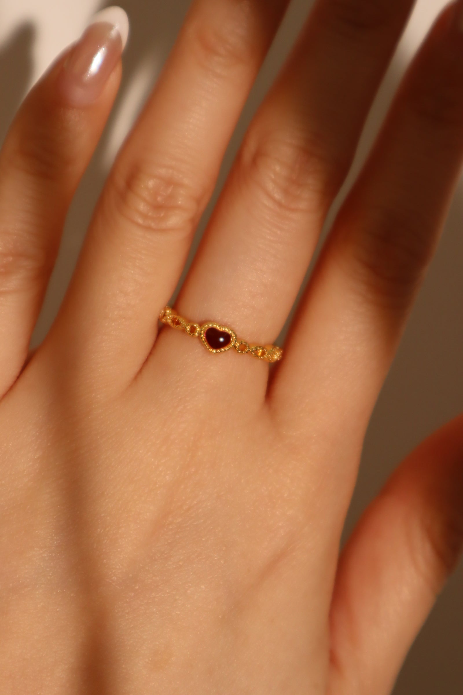 20K Real Gold Plated Enamel Heart Ring