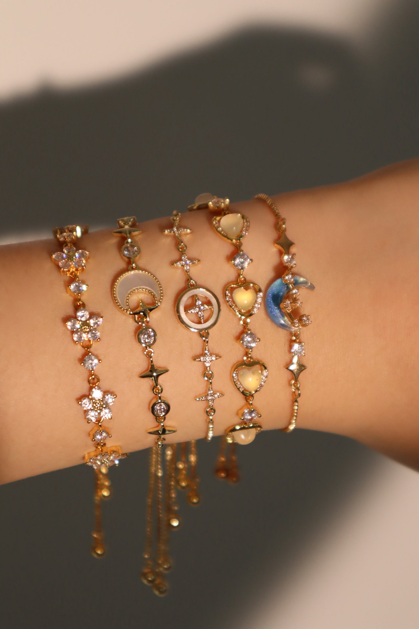 14K Real Gold Plated Diamond Pole Star Bracelet