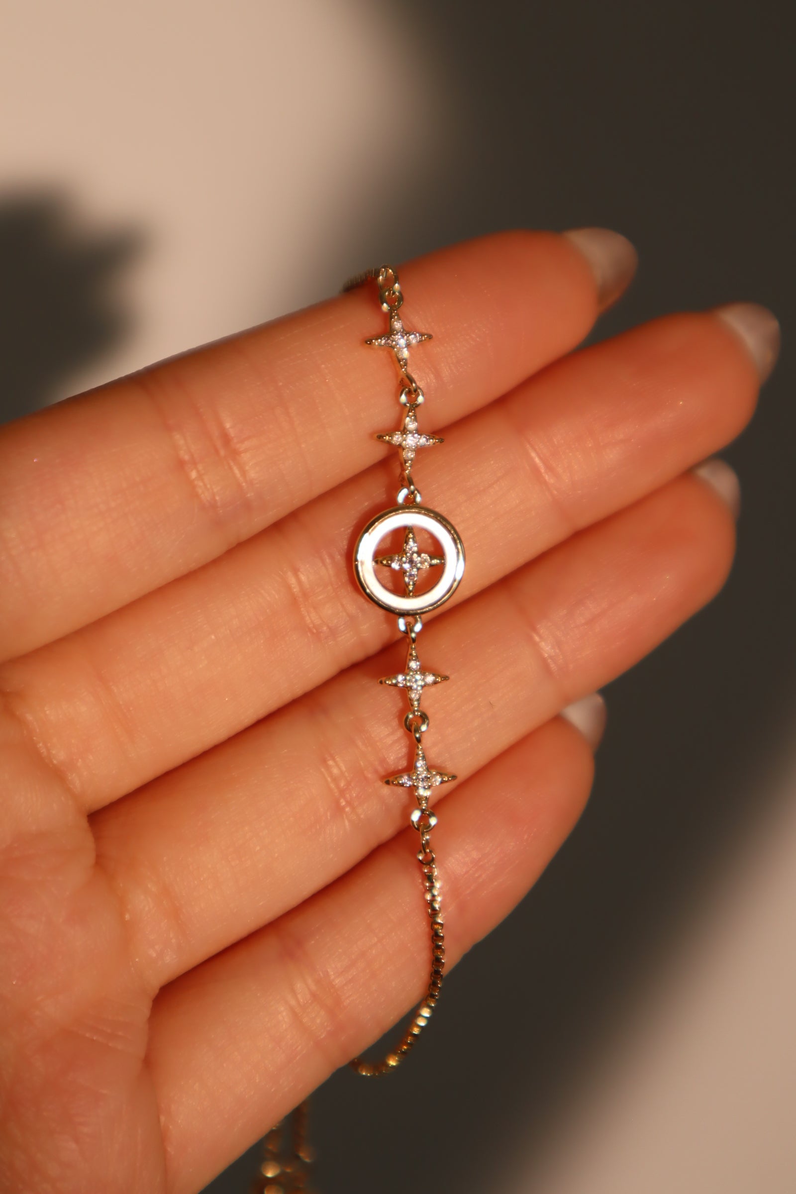 14K Real Gold Plated Diamond Pole Star Bracelet