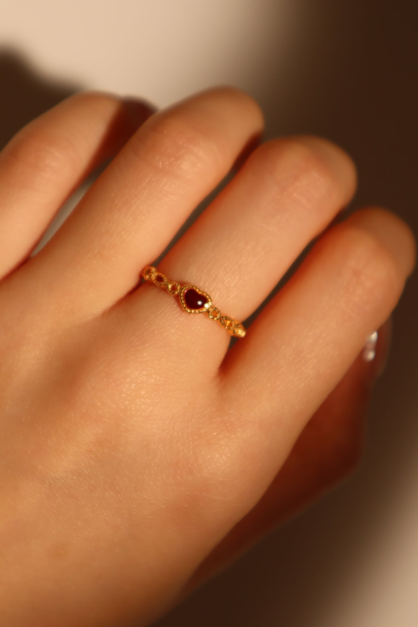 20K Real Gold Plated Enamel Heart Ring