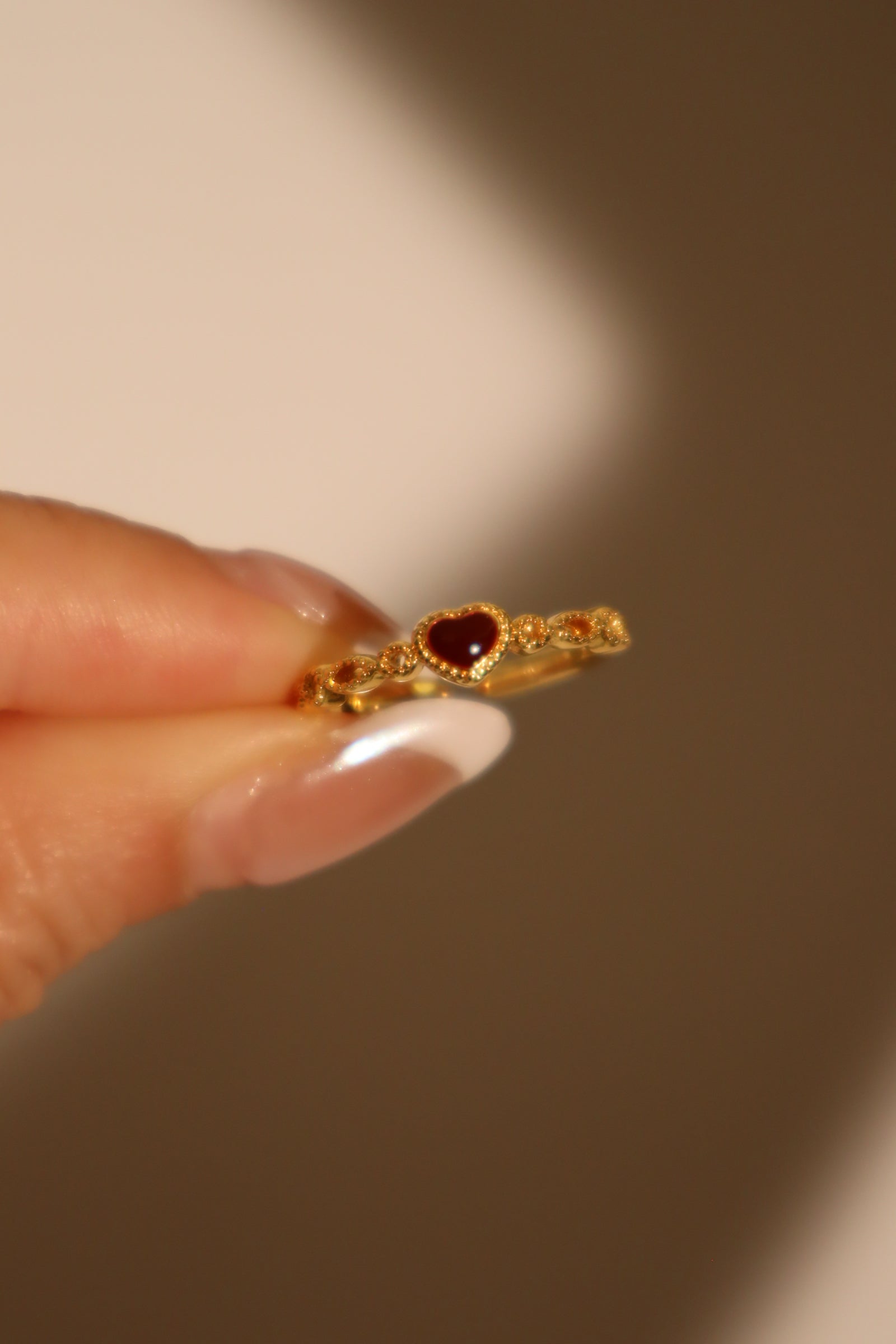 20K Real Gold Plated Enamel Heart Ring