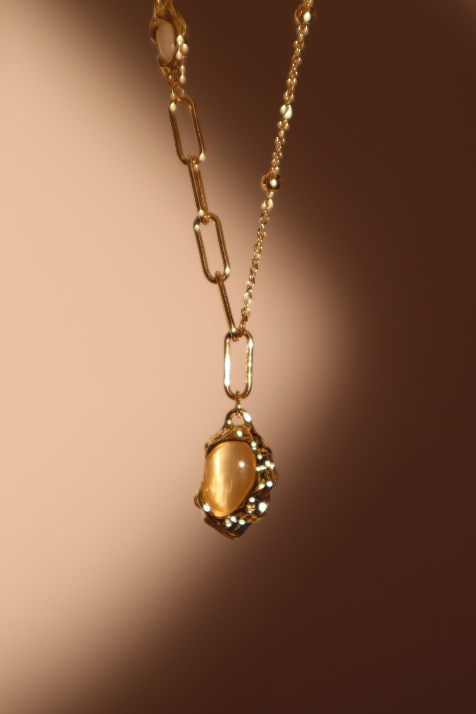 14K Real Gold Plated Opal Droplet Necklace