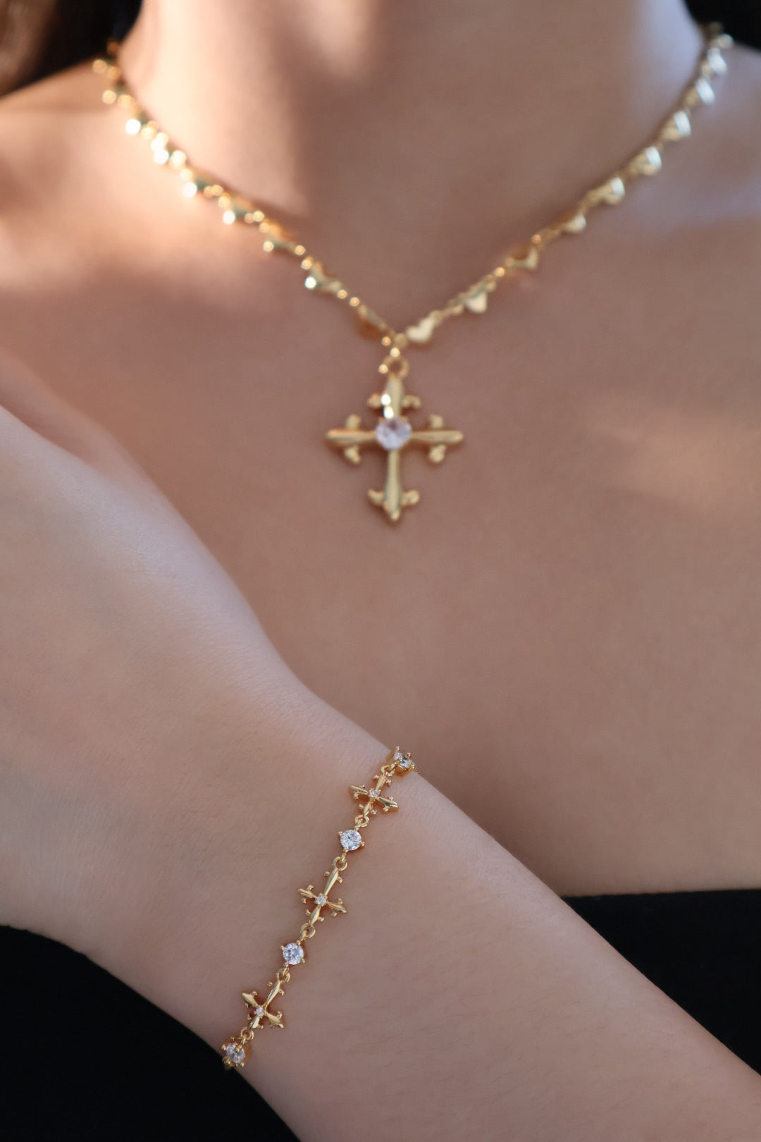 Multi Diamond Cross Bracelet