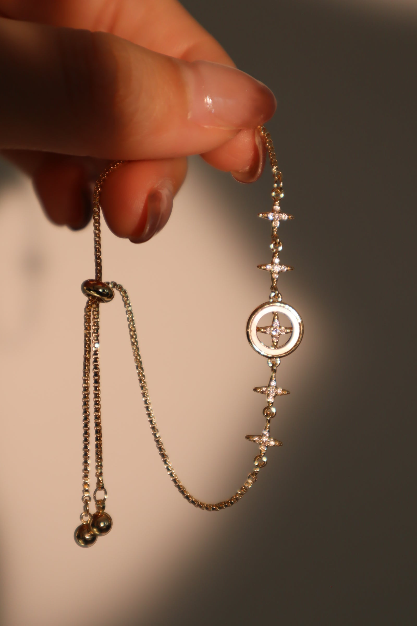 14K Real Gold Plated Diamond Pole Star Bracelet