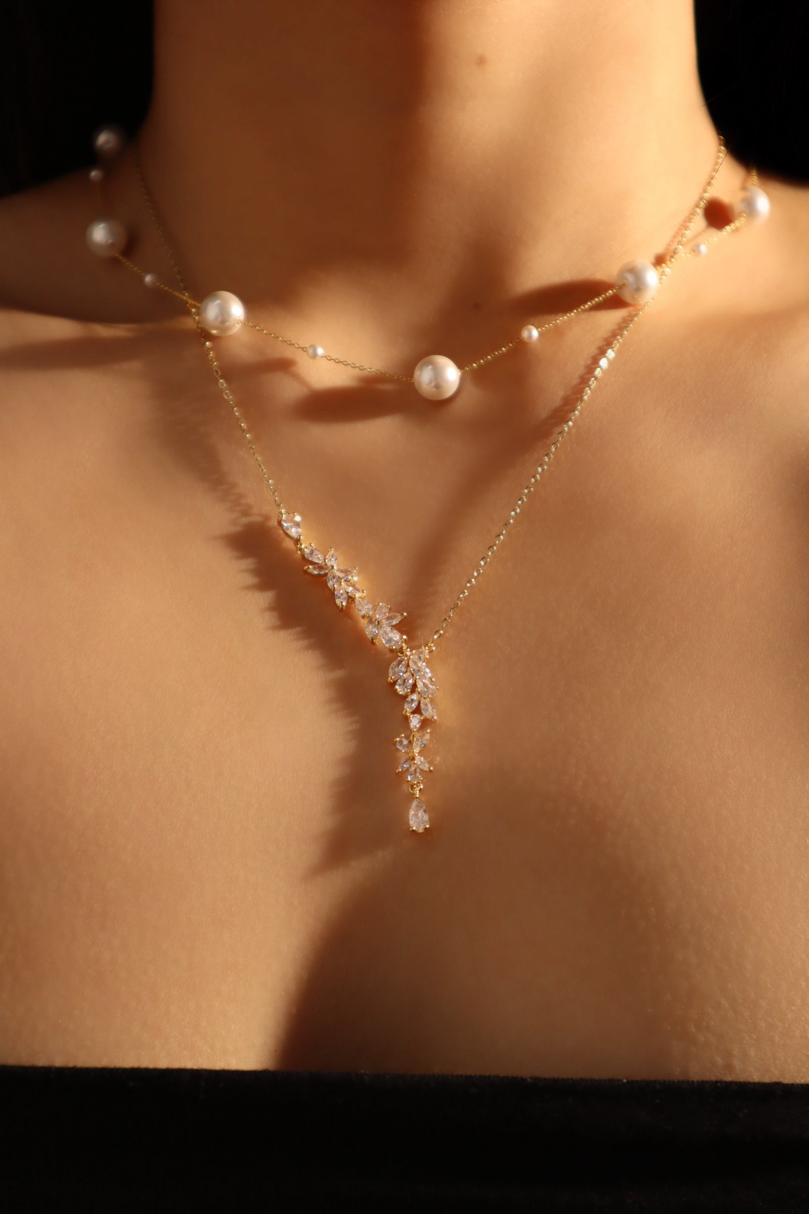 14K Real Gold Plated Multi Pearls Necklace