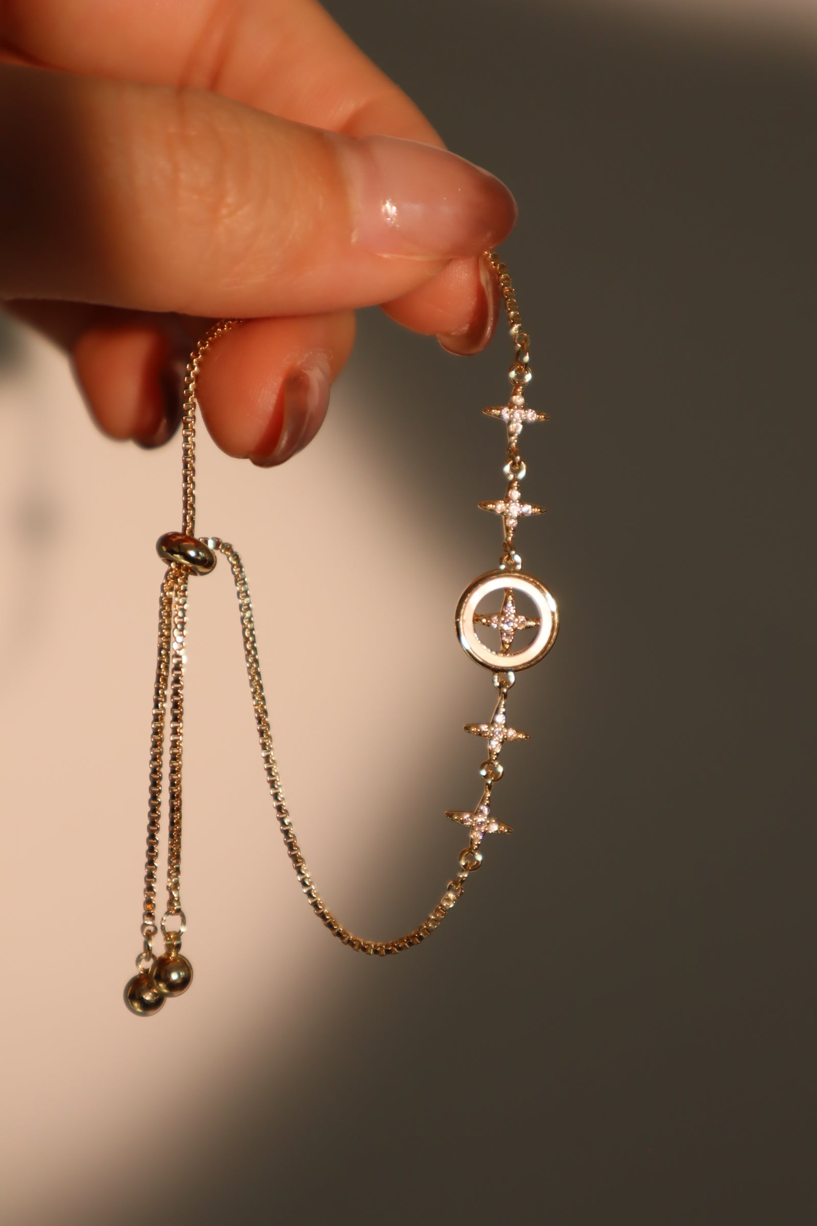 14K Real Gold Plated Diamond Pole Star Bracelet