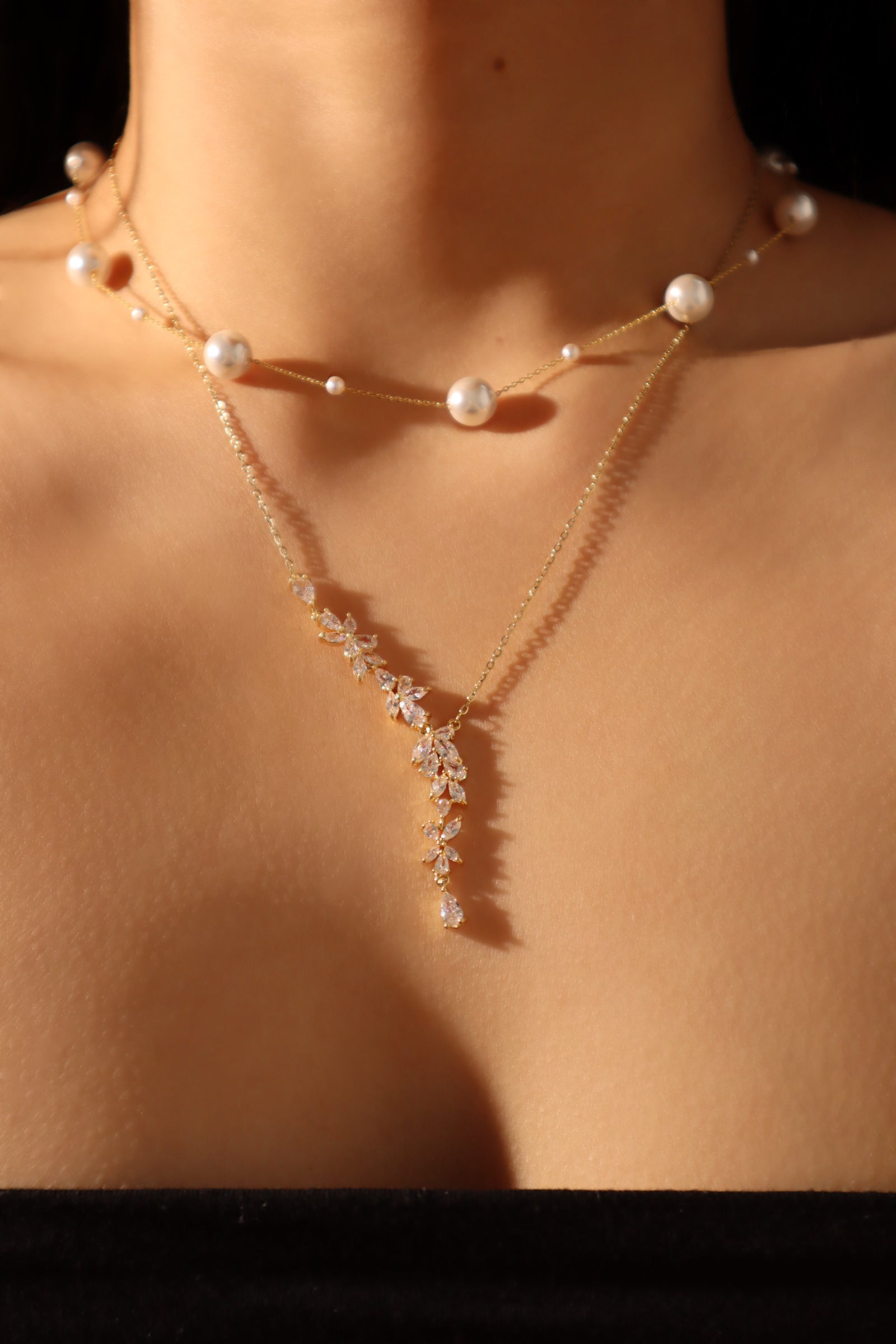 14K Real Gold Plated Multi Pearls Necklace