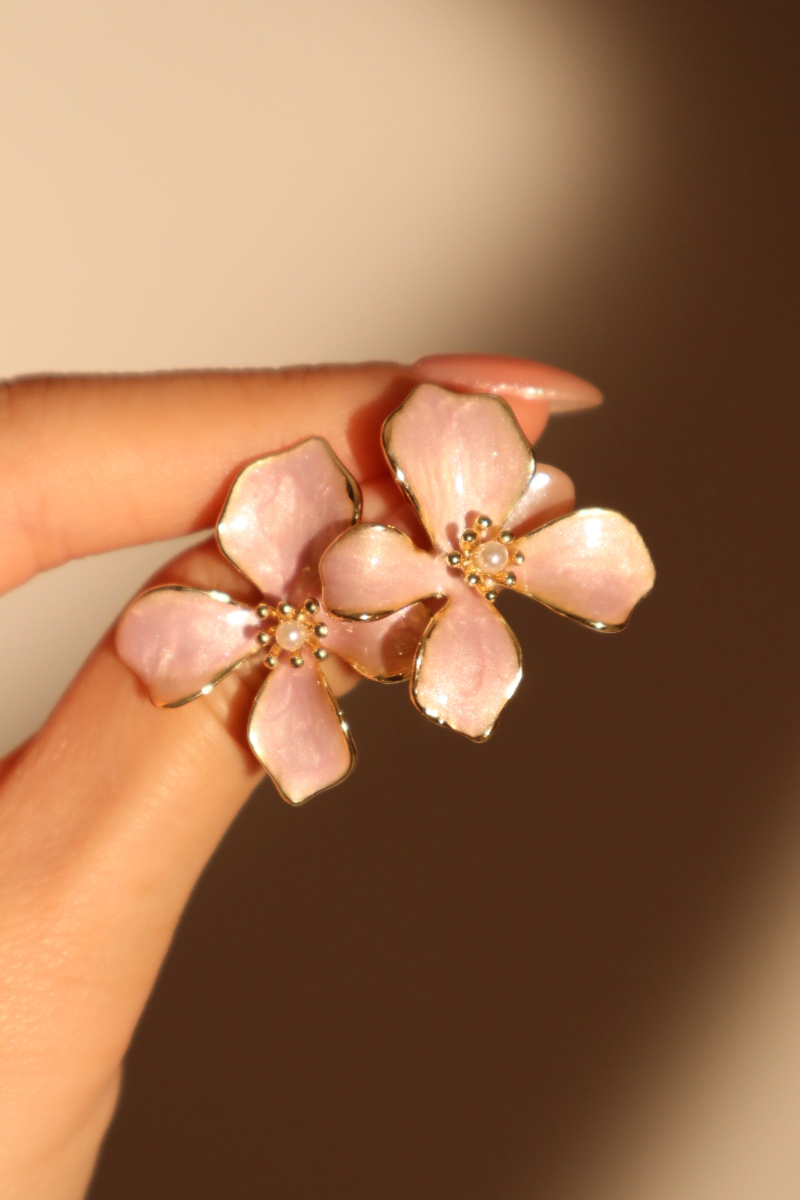 14K Real Gold Plated Enamel Flower Earrings
