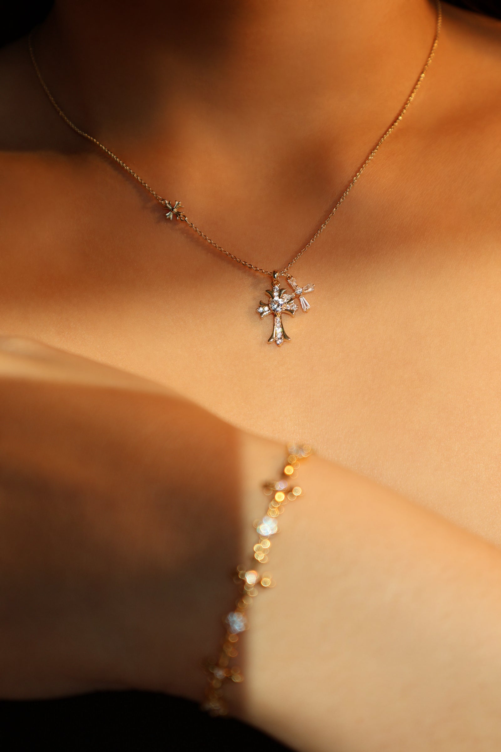 Multi Diamond Cross Bracelet
