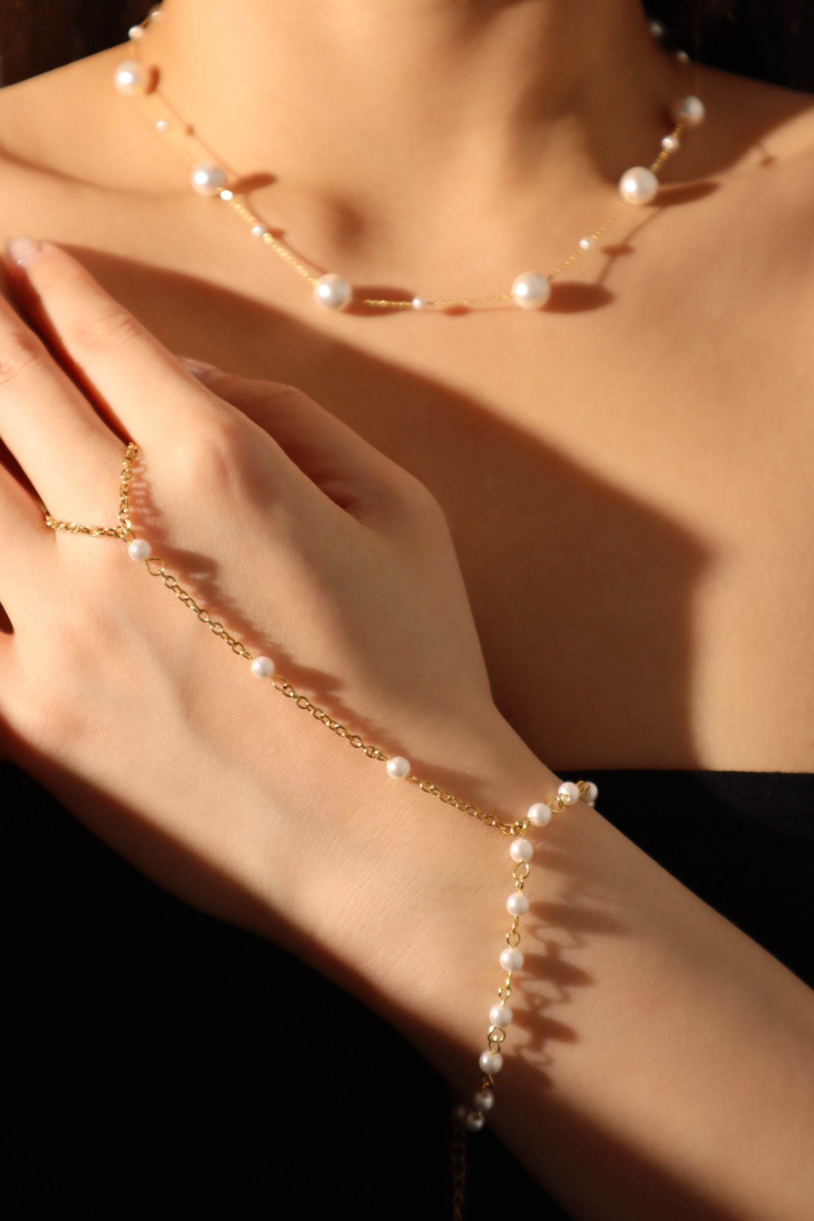 14K Real Gold Plated Multi Pearls Necklace