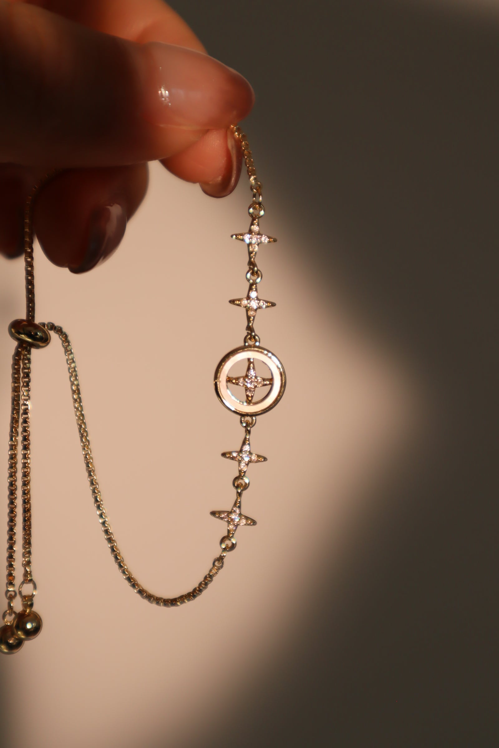 14K Real Gold Plated Diamond Pole Star Bracelet