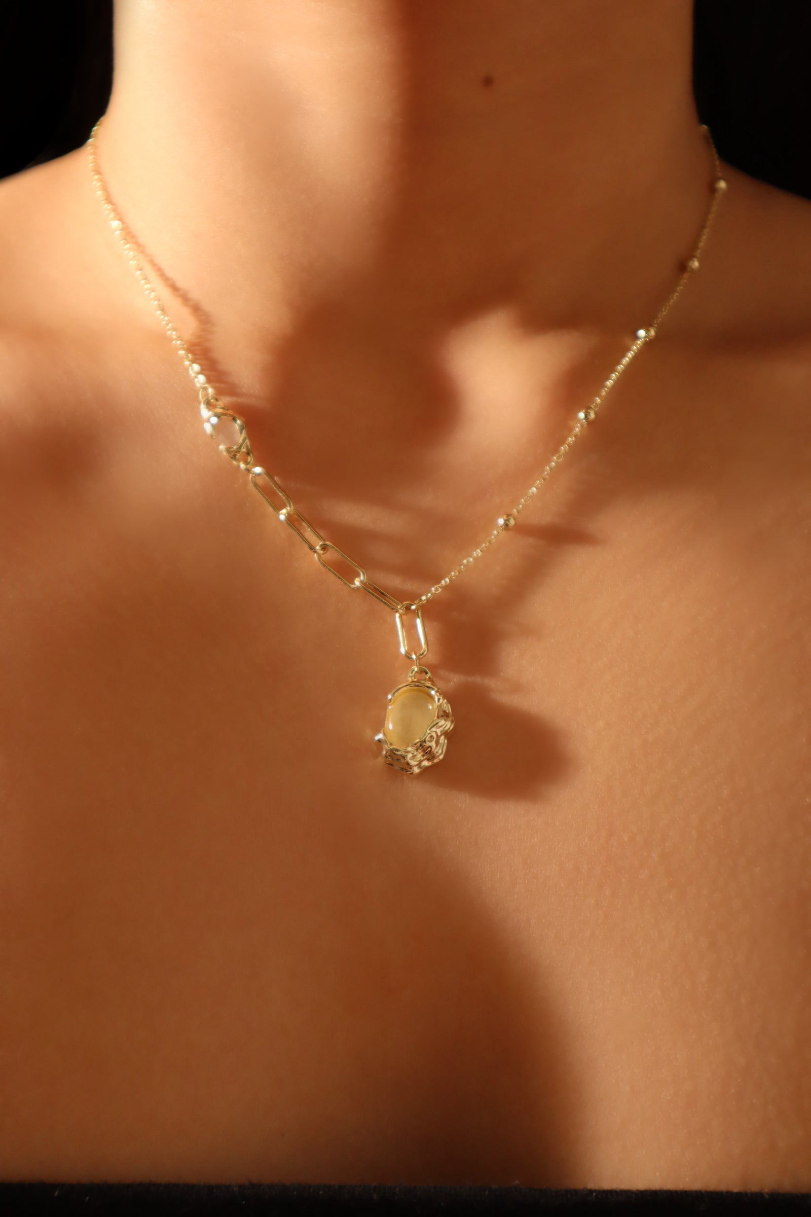14K Real Gold Plated Opal Droplet Necklace