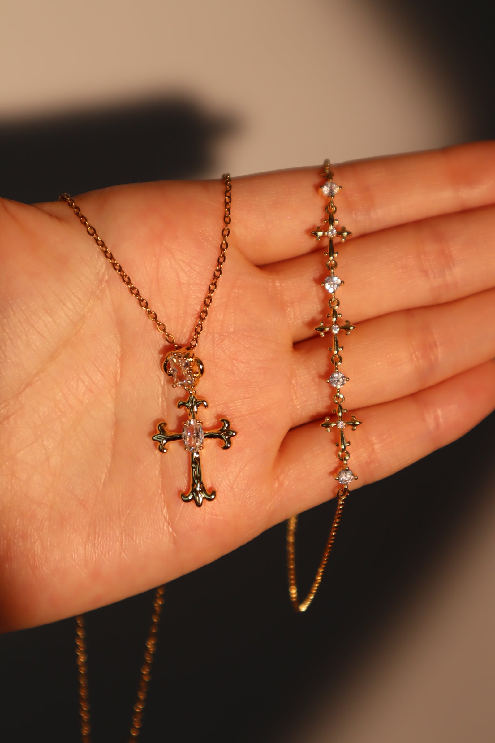Multi Diamond Cross Bracelet