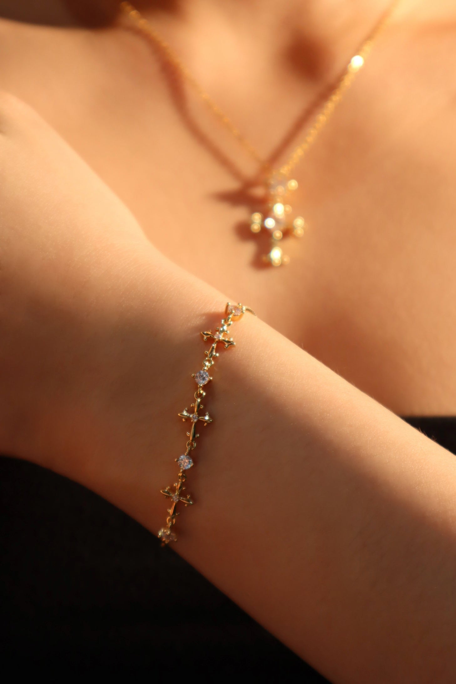 Multi Diamond Cross Bracelet