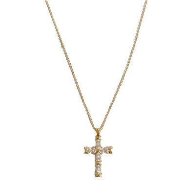Mix Metal Diamonds Cross Necklace