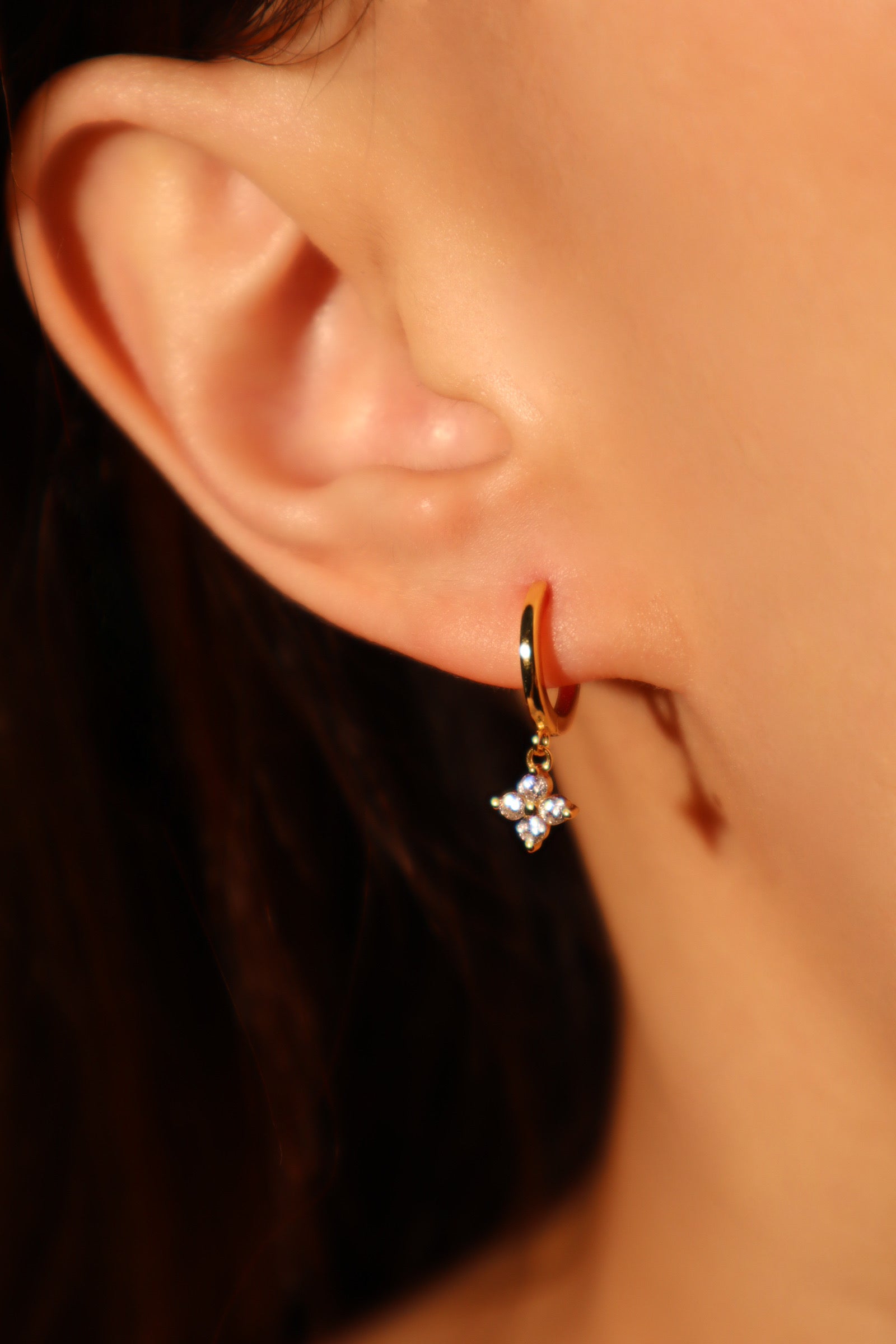 Vermeil Lucky Leaf Hoop Earrings