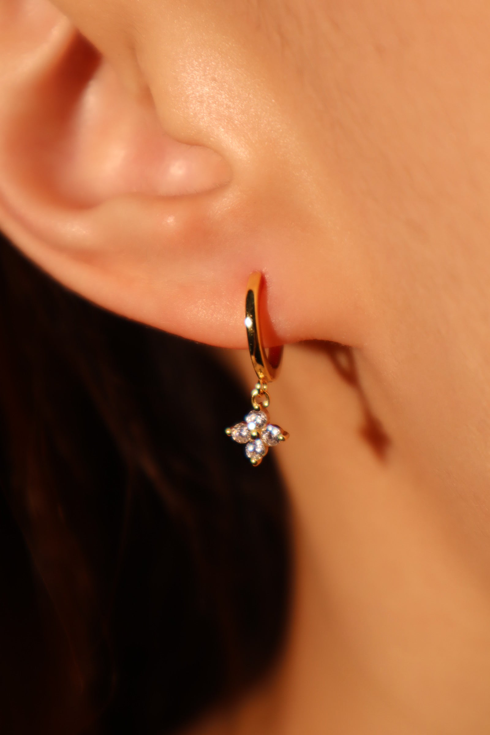 Vermeil Lucky Leaf Hoop Earrings